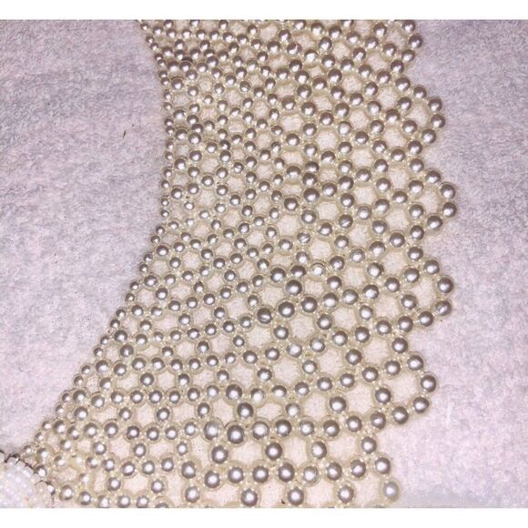 Vintage Ruth Bader Ginsburg RBG Victorian Beaded Collar Bib Necklace Cream - Picture 5 of 5